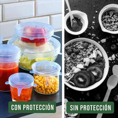 Tapas Elásticas de Silicona para Alimentos de 6 Piezas