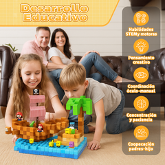 Bloque Mundo Magnetico Pirata Estilo Minecraft de 100 piezas