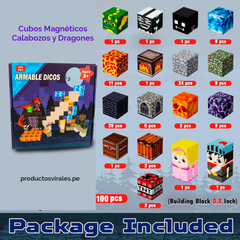 Bloque Mundo Magnetico Calabozos y Dragones Estilo Minecraft de 100 piezas