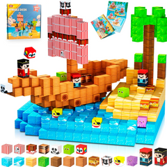Bloque Mundo Magnetico Pirata Estilo Minecraft de 100 piezas