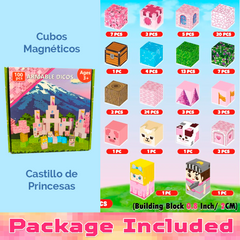 Bloque Mundo Magnético Castillo de Princesas estilo Minecraft de 100 piezas
