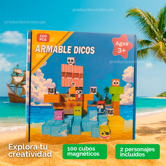 Bloque Mundo Magnetico Pirata Estilo Minecraft de 100 piezas