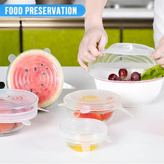 Tapas Elásticas de Silicona para Alimentos de 6 Piezas