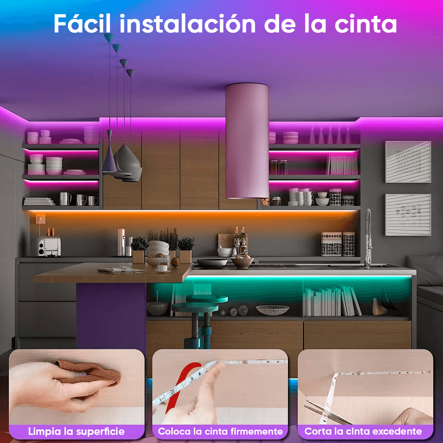 Cinta LED RGB Funciona con APP ver. 2024- Tiene pega pega incorporado - 5 metros - Productos Virales