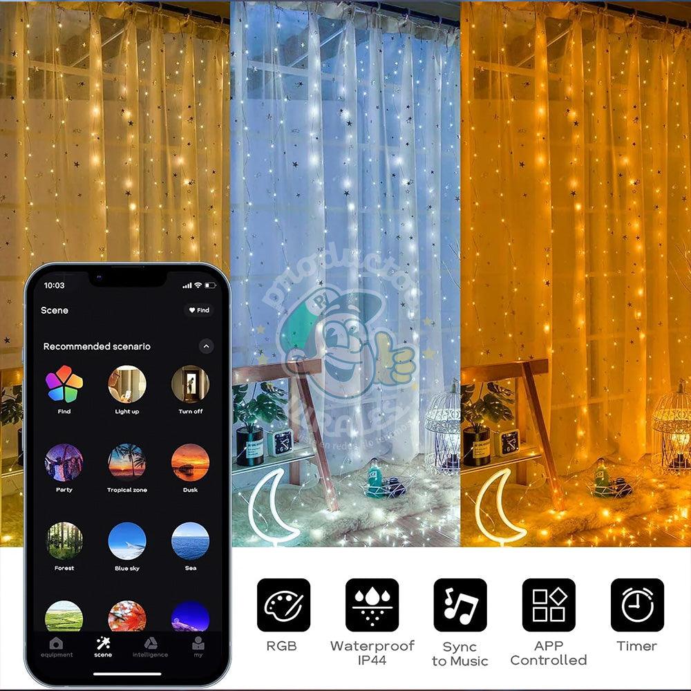 Cortinas luces LED RGB inteligentes - Crea texto, imágenes y patrones - 2 x 2 metros - Productos Virales