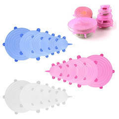 Tapas Elásticas de Silicona para Alimentos de 6 Piezas