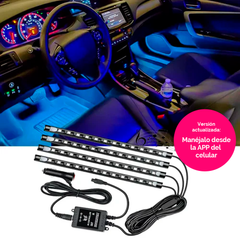 4 tiras Led RGB para Auto Versión PRO - Manéjalo con el celular
