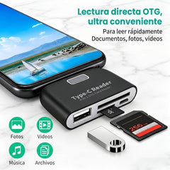 Lector de tarjetas OTG 4 en 1 para Celular