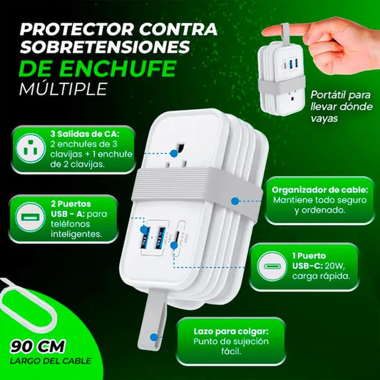Protector contra sobretensiones de enchufe múltiple