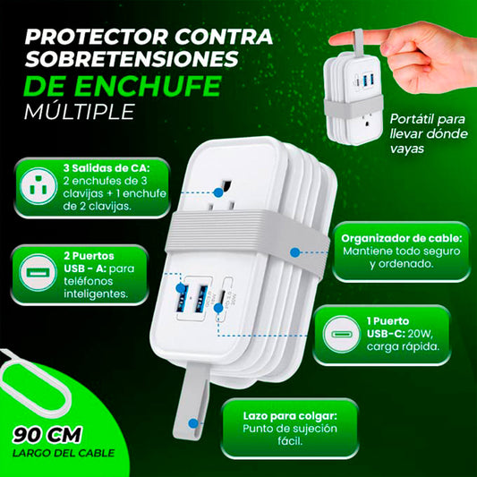 Protector contra sobretensiones de enchufe múltiple