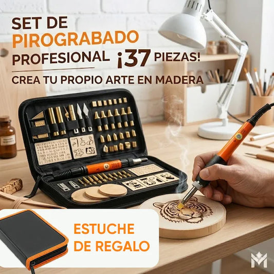Set de Pirograbado Profesional en Madera 37 piezas: ORIGINAL