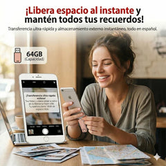 Memoria USB 3.0 Phone Transfer - Guarda fotos y videos de tu celular al instante! - 64 GB