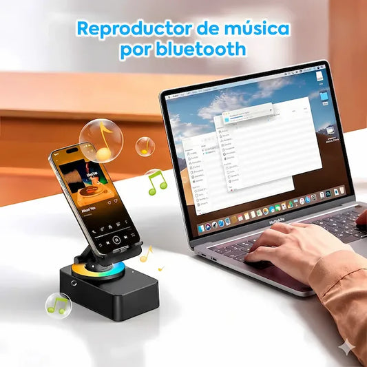 Soporte de Celular 5 en 1: Parlante Bluetooth, Power Bank y Luces RGB