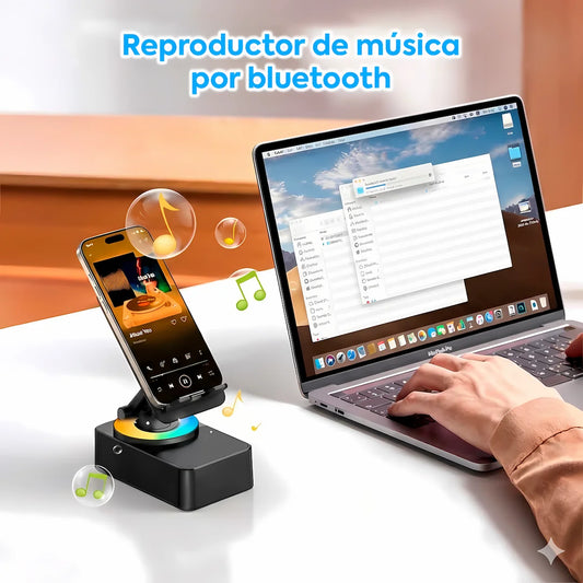 Soporte de Celular 5 en 1: Parlante Bluetooth, Power Bank y Luces RGB