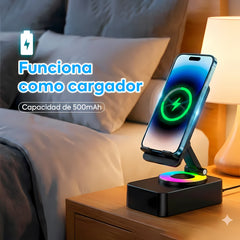 Soporte de Celular 5 en 1: Parlante Bluetooth, Power Bank y Luces RGB