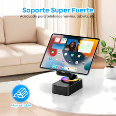 Soporte de Celular 5 en 1: Parlante Bluetooth, Power Bank y Luces RGB