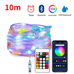 Luces navideñas LED RGB inteligentes con Bluetooth ver. 2023 - 10 metros - A prueba de agua - Productos Virales