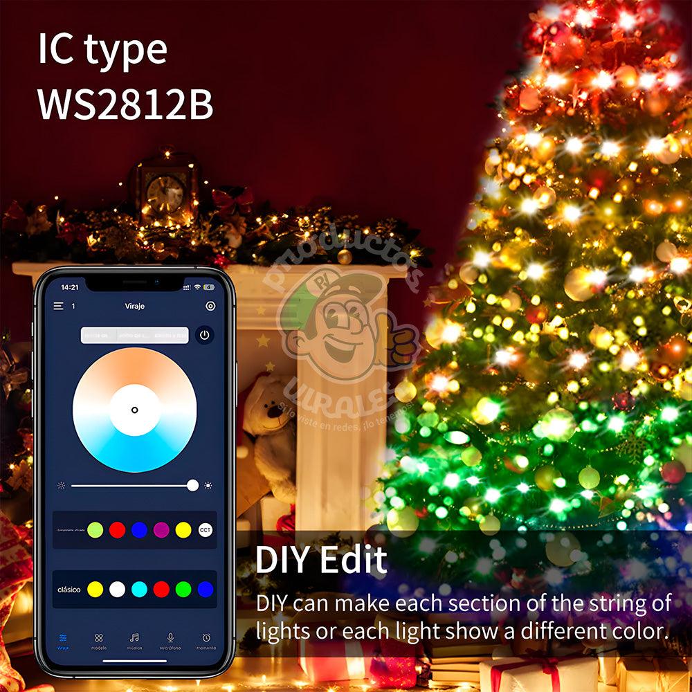 Luces navideñas LED RGB inteligentes con Bluetooth ver. 2023 - 10 metros - A prueba de agua - Productos Virales