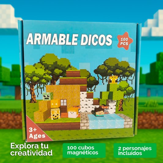 Bloque Mundo Magnetico Tipo Minecraft de 100 piezas