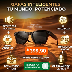 Smart Glasses X con ChatGPT - Control Táctil, Grabación y foto HD, parlante, traductor y más