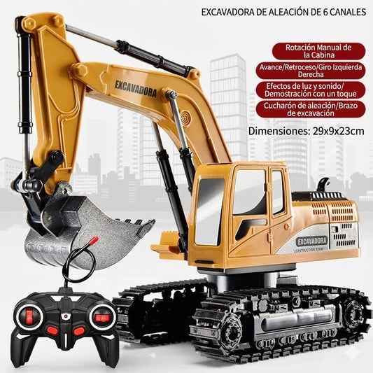 Excavadora Realista a control remoto - Material Metálico y ABS