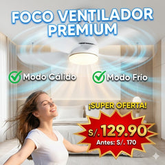 Foco Led Ventilador de 6 Aspas - Cálido y Frío