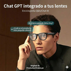 Smart Glasses X con ChatGPT - Control Táctil, Grabación y foto HD, parlante, traductor y más