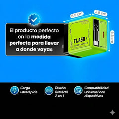 POWERPLUG Carga Ultrarrápida con Tecnología de Galio y cable cargador retraíble