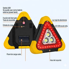 Luz de advertencia digital con panel Solar y Linterna