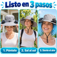 Sombrero con ventilador y panel solar para el calor - foto 2